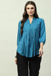 Blue LIVA Straight Solid Kurti