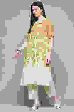 Ochre Rayon Straight Kurta Set image number 3