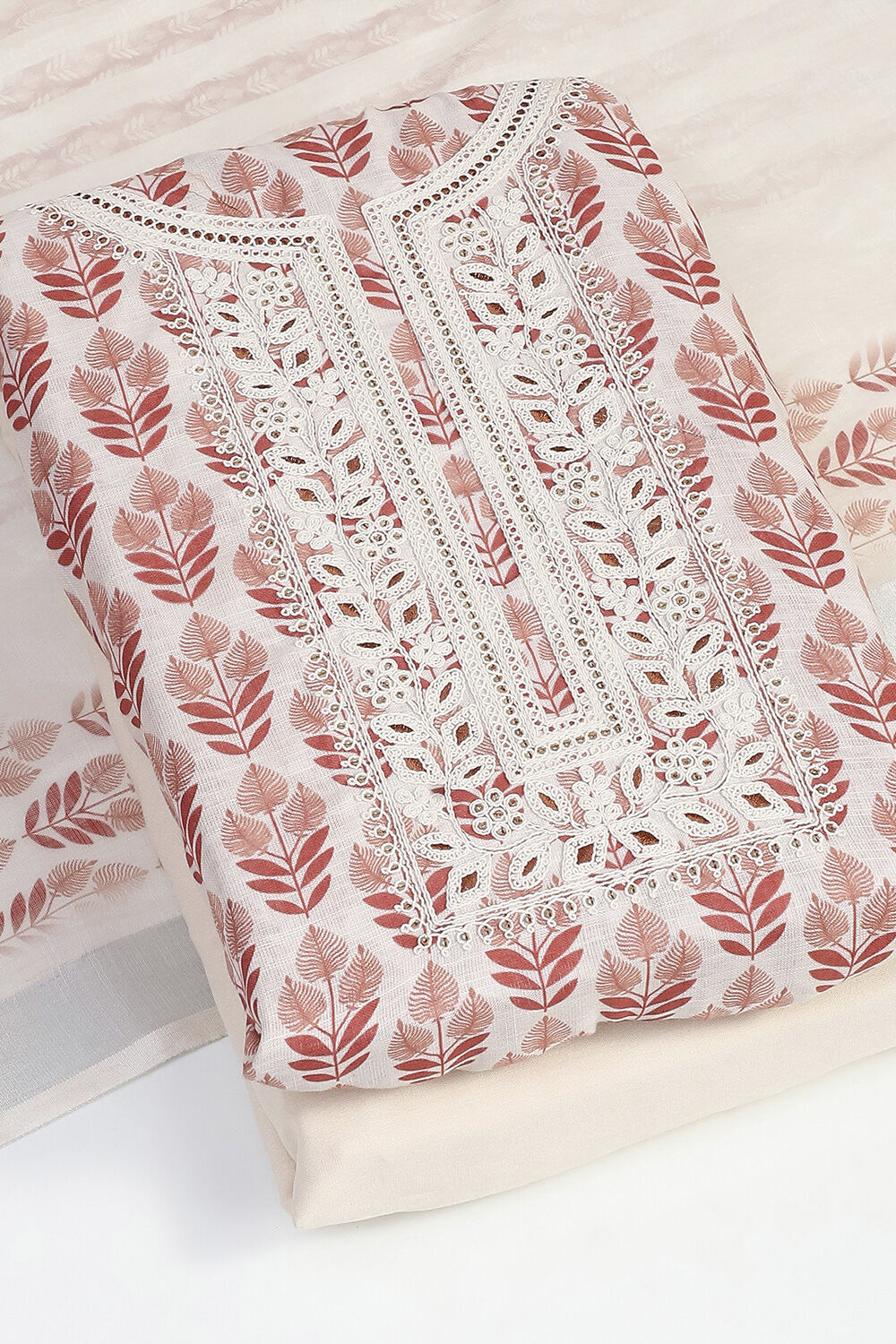 Black Linen Blend Machine Embroidered Unstitched Suit Set image number 5