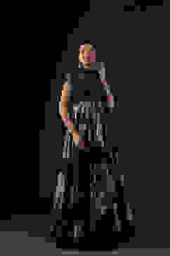 Rohit Bal Navy Cotton Silk Anarkali Printed Suit Set image number 9