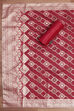 Lavender Tissue Chanderi Embroidered Unstitched Suit Set image number 3