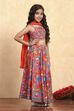 Light Pink Viscose Rayon Flared Printed Lehenga Set image number 5