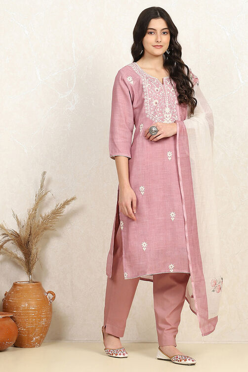 Teal Cotton Embroidered Unstitched Suit Set image number 6