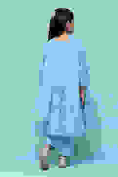 Sky Blue Cotton Tiered Printed 2 Piece Set image number 4