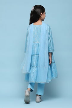 Sky Blue Cotton Tiered Printed 2 Piece Set image number 4