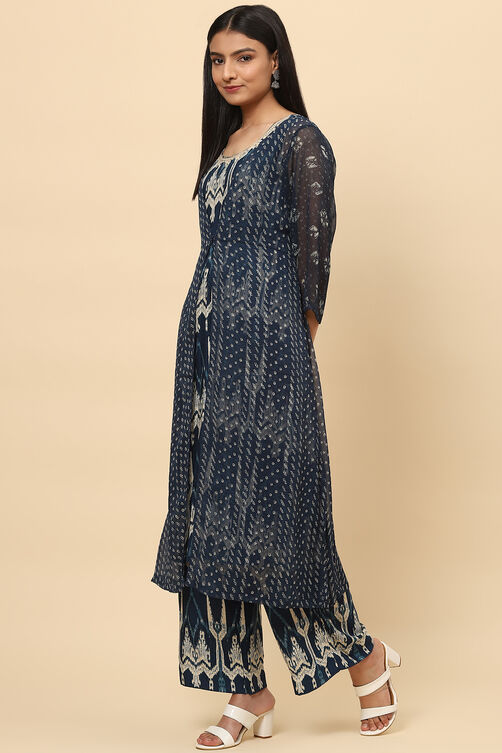 Indigo LIVA A Line Kurta image number 3