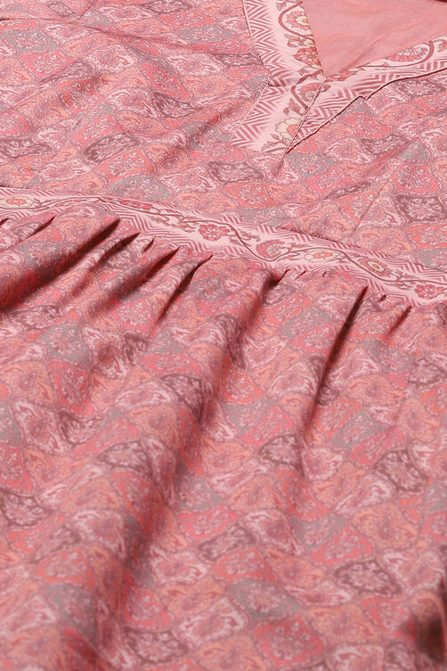 Peach Cotton Digital Print Unstitched Suit Set image number 2