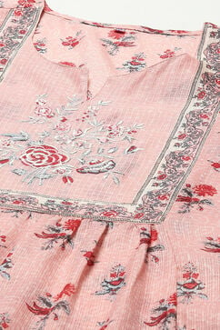 Dry Rose Cotton Blend Layered Kurta Pants Suit Set image number 2