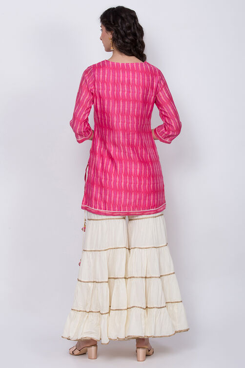 Pink Poly Cotton Kurta Garara Suit Set image number 4