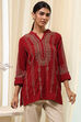 Red Embroidered Straight Short Kurta image number 5