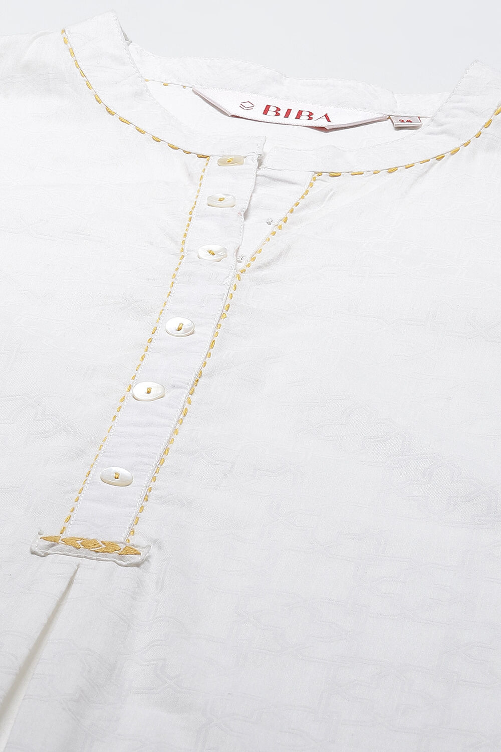 White and Yellow Cotton A - Line Kurta Cropped Palazzo Suit Set image number 1