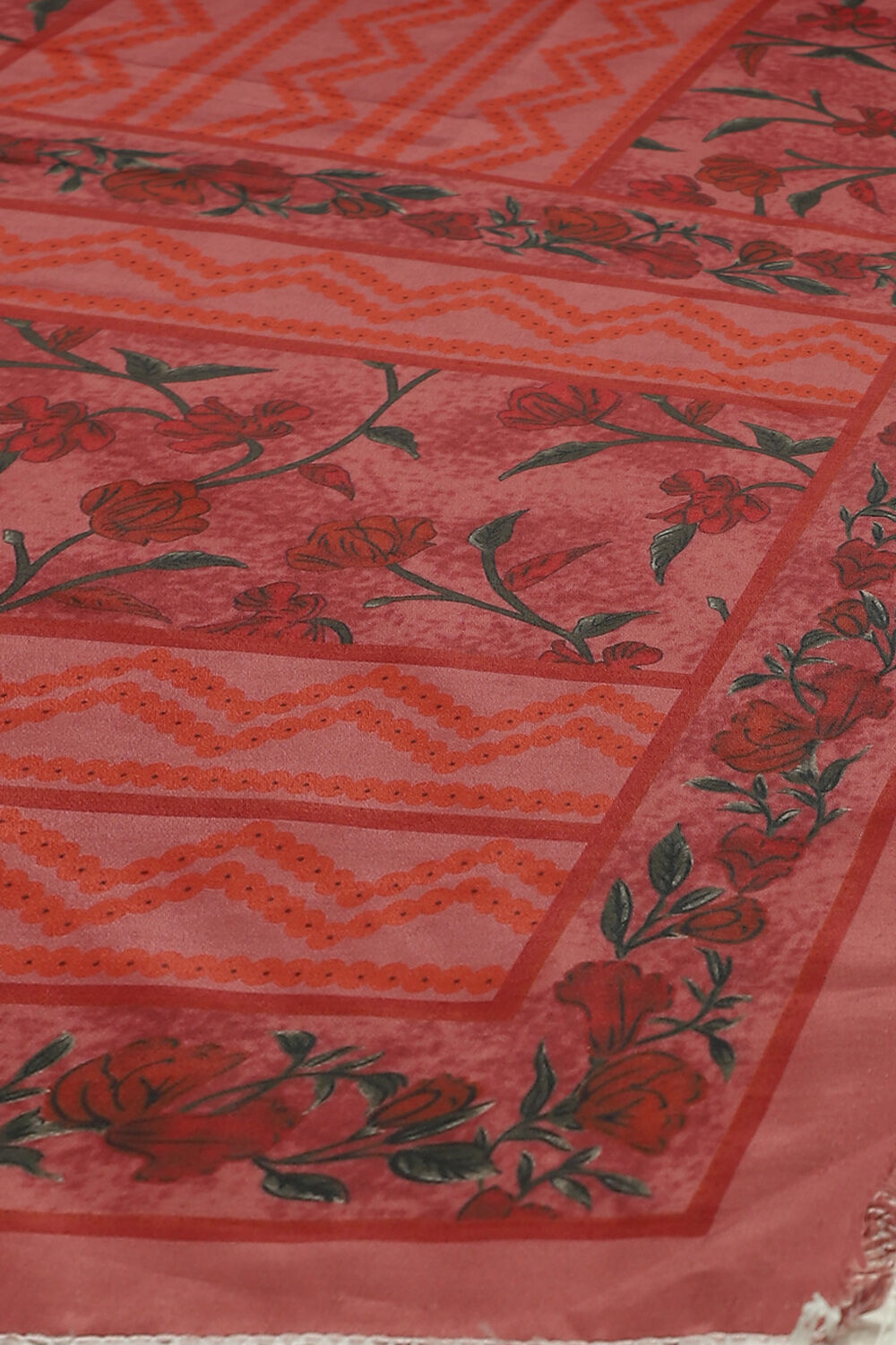 Orange Modal Digital Print Unstitched Suit Set image number 3