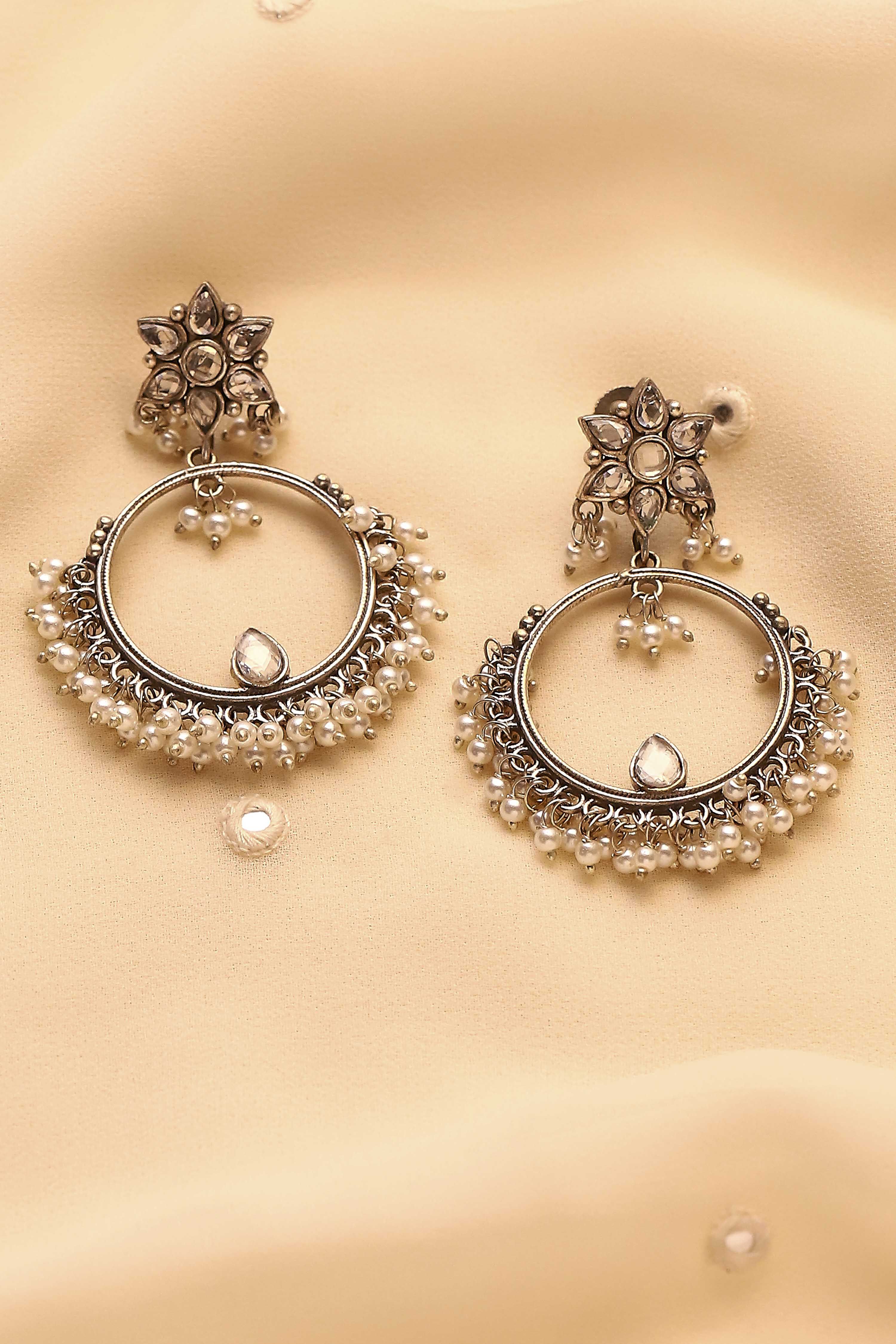 White Stone Earrings image number 0