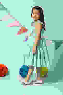 Sea Green Cotton Tiered Dress image number 2