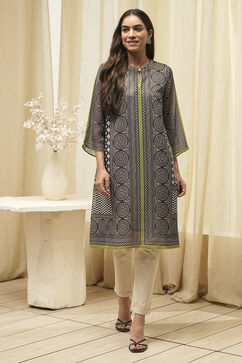 Black Printed Straight Kurta image number 5