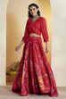 Red Viscose Rayon Front Open Lehenga Set image number 4