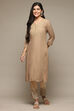 Brown Rayon Straight Kurta Pants Suit Set image number 6