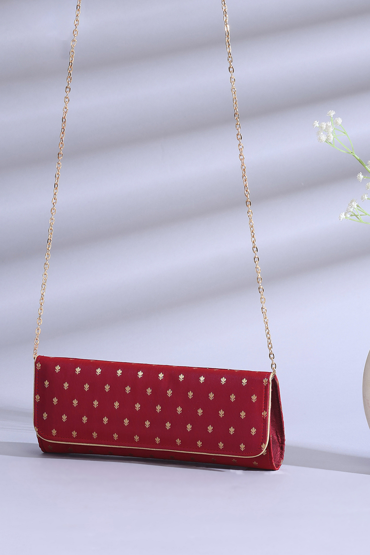 Dark Red Polycotton Handbag