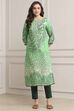Green LIVA Straight Printed Kurta image number 5