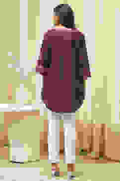 Purple Printed Straight Short Kurta image number 4