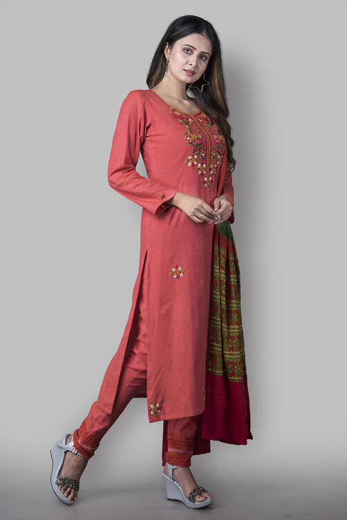 Coral Cotton Easy Stitch Suit Set image number 5
