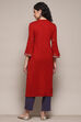 Red Daffodil Straight Yarndyed Kurta image number 3