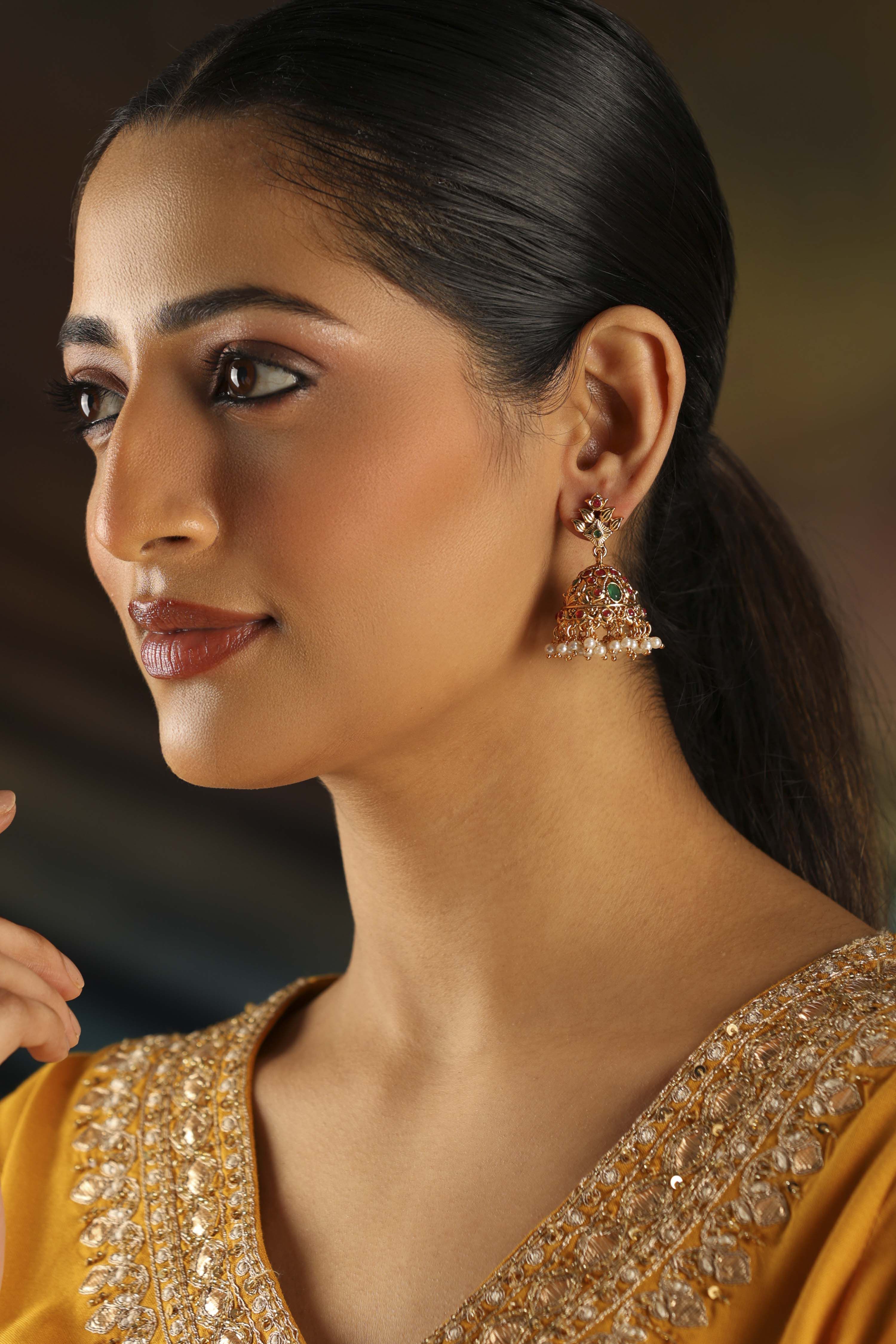 Multicolor Brass Jhumkas image number 3