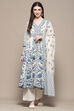 Off White Cotton Anarkali Suit Set image number 7
