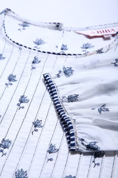 White And Blue Cotton Printed Kurta Dress image number 1