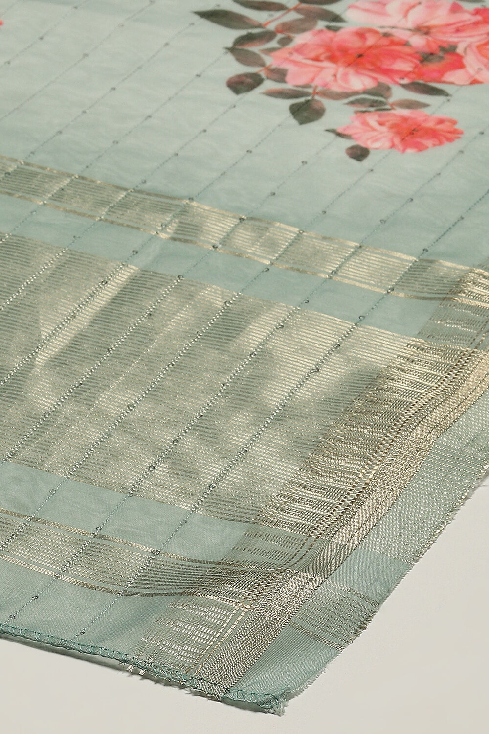 Green Cotton Digital Print Unstitched Suit Set image number 8