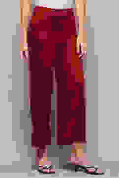 Maroon Viscose Blend Solid Palazzo image number 3