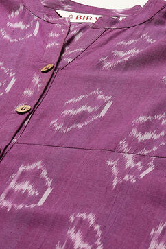 Purple Cotton IKAT Flared Yarndyed Kurta image number 1