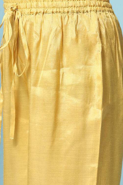 Yellow Cotton Blend Kalidar Kurta Straight Palazzo Suit Set image number 2