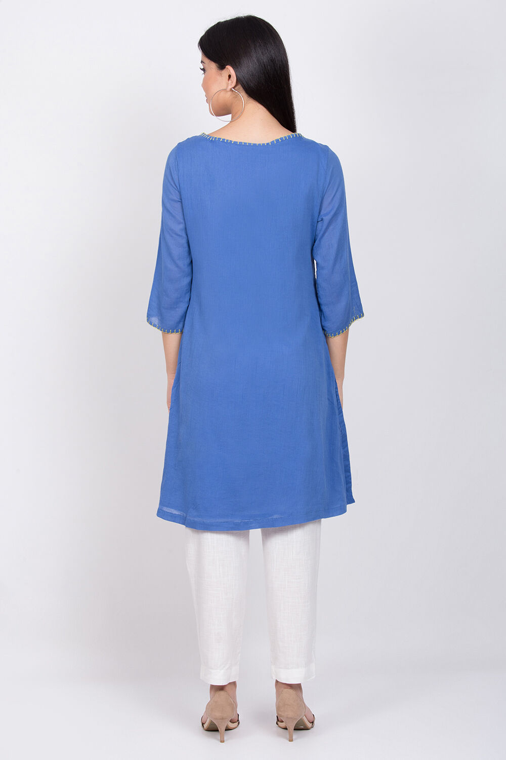 Blue Straight Kurta image number 4