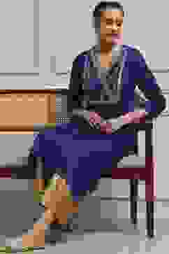 Blue Viscose Rayon Straight Dyed Kurta image number 0