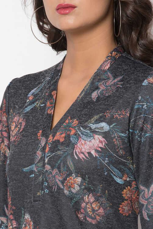 Black Straight Printed Kurta image number 1