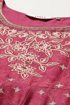 Onion Pink Cotton Anarkali Kurta Churidar Suit Set image number 1
