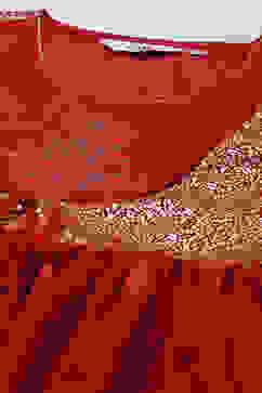 Red Art Silk Flared Kurta image number 1