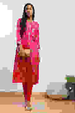 Fuschia Cotton Blend Solid Churidar image number 0