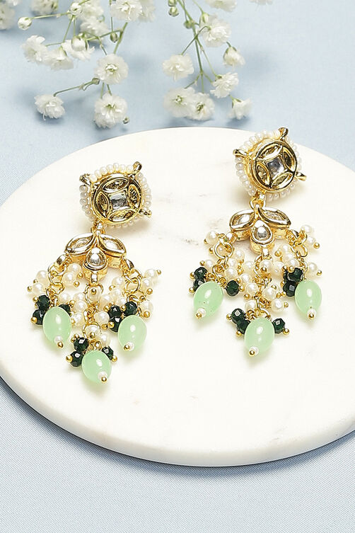 Mint Green Kundan Earrings image number 0