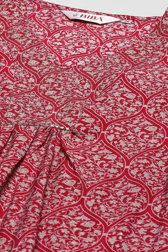 Berry Poly Viscose Straight Printed 2 Piece Set image number 2