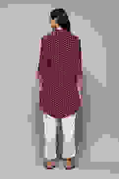 Pink & Purple LIVA Straight Printed Shirt image number 4