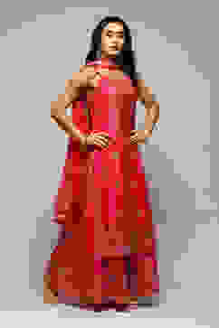 Fuchsia Poly Cotton Straight Kurta Sharara Suit Set image number 6