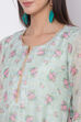 Mint Green Poly Metallic Cotton Flared Printed Kurta image number 1