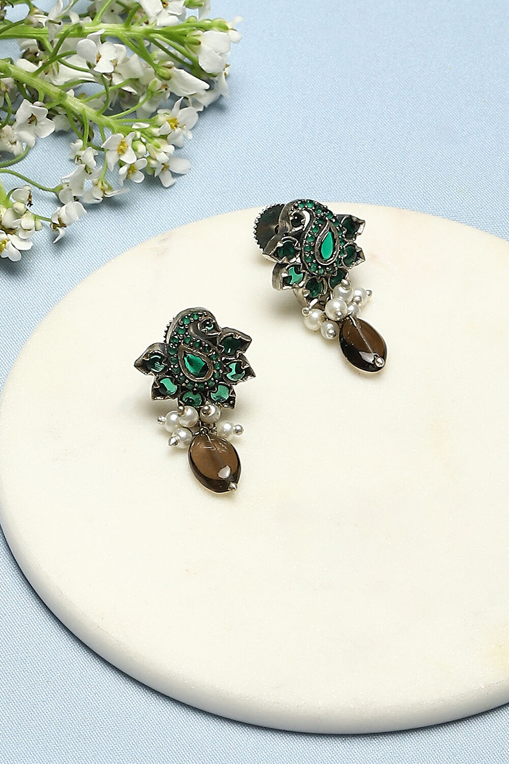 Green Brass Earrings image number 0