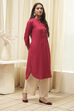 Navy Rayon Straight Kurta Palazzo Suit Set image number 5