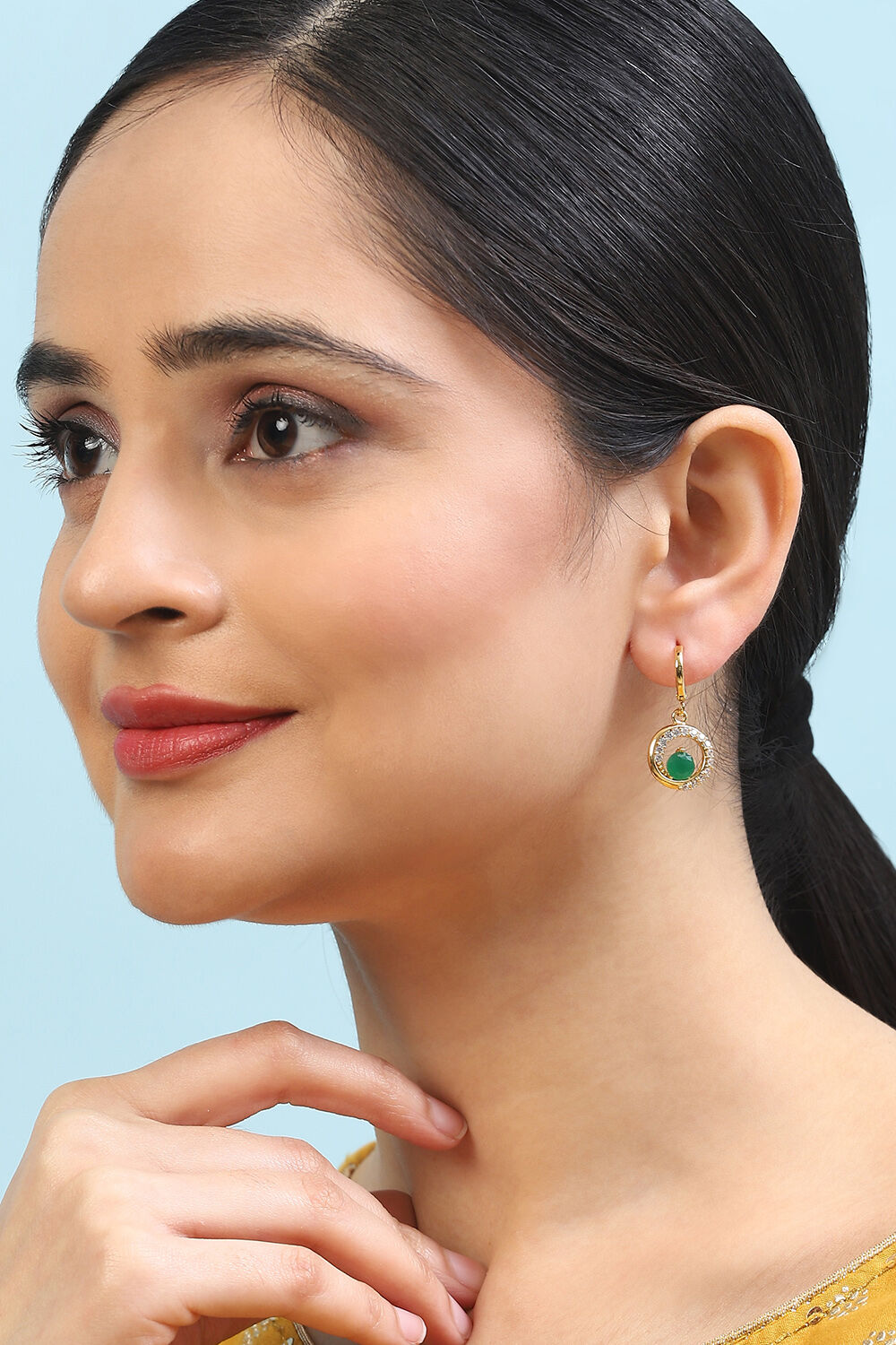 Green Brass Earrings image number 3