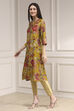 Yellow Floral Printed Straight Kurta image number 2