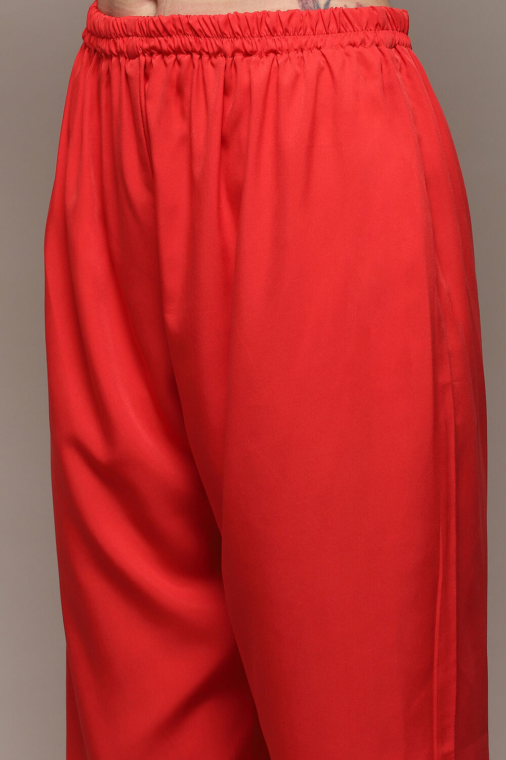 Red Silk Blend Digital Print Unstitched Suit Set image number 3