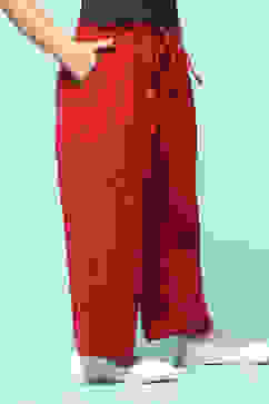 Blue & Rust Cotton Solid Pants image number 3